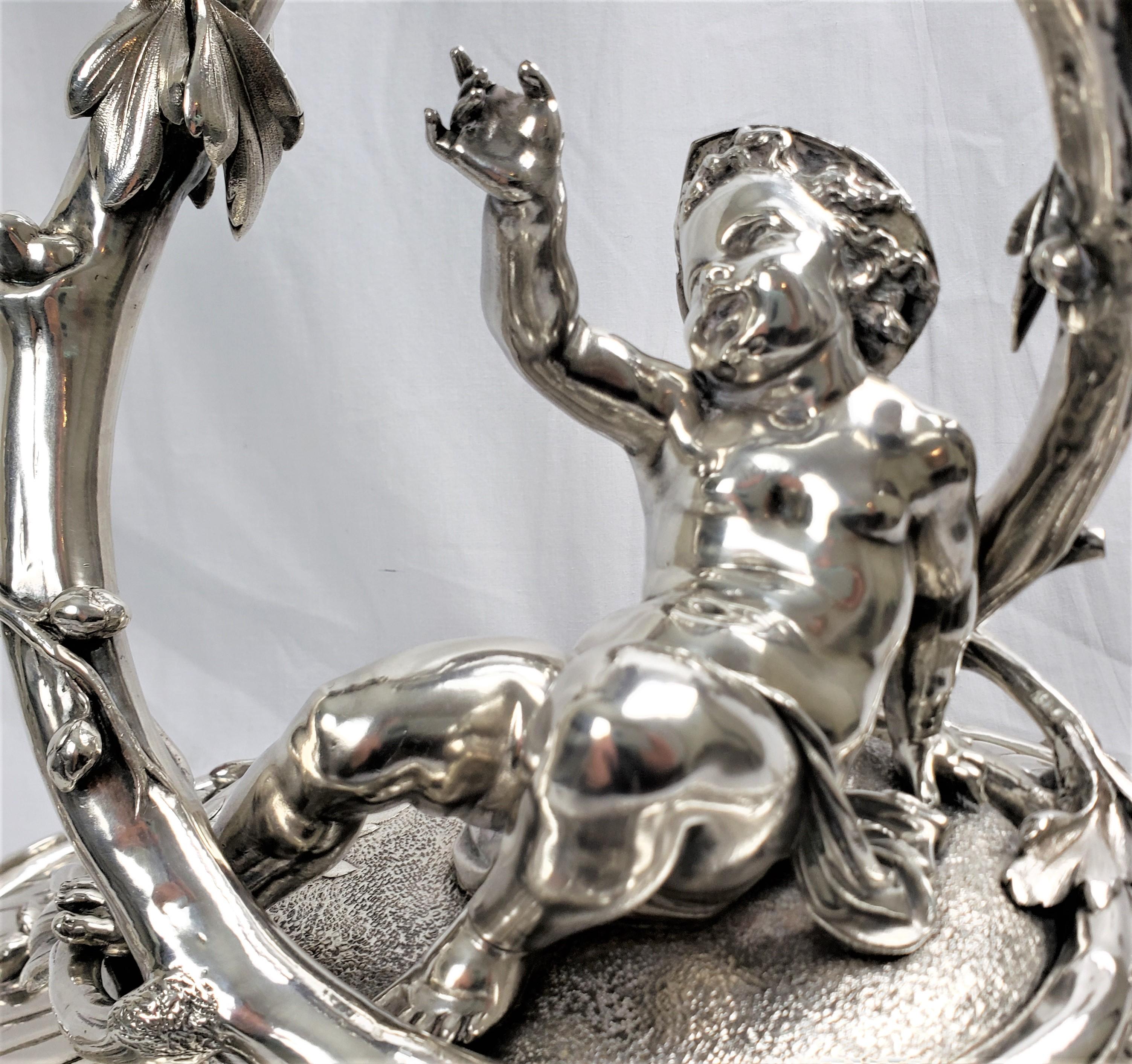 Huge Antique Christofle Silver Plated Centerpiece with a Figural Reclining Child For Sale 7