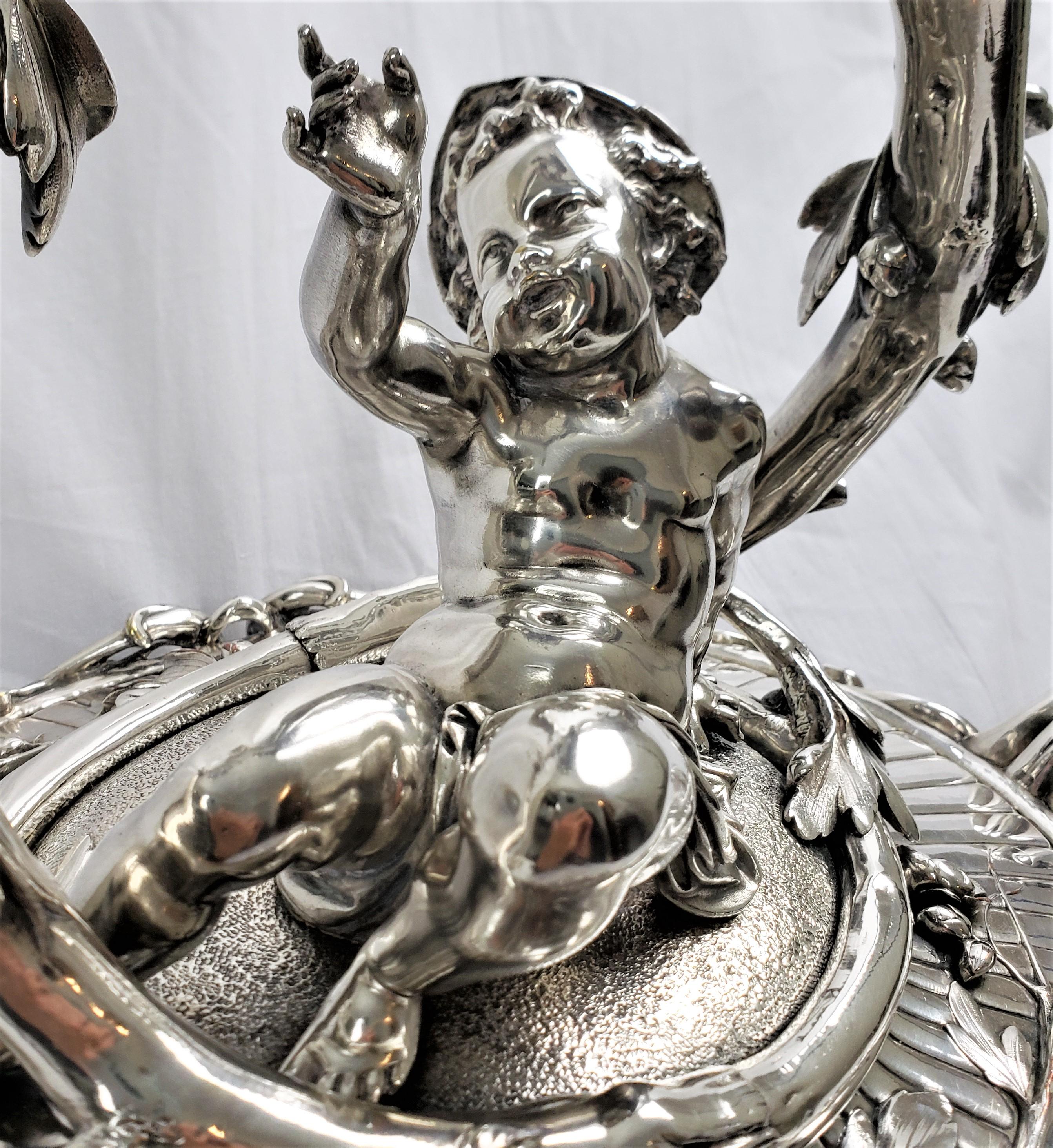 Huge Antique Christofle Silver Plated Centerpiece with a Figural Reclining Child For Sale 8