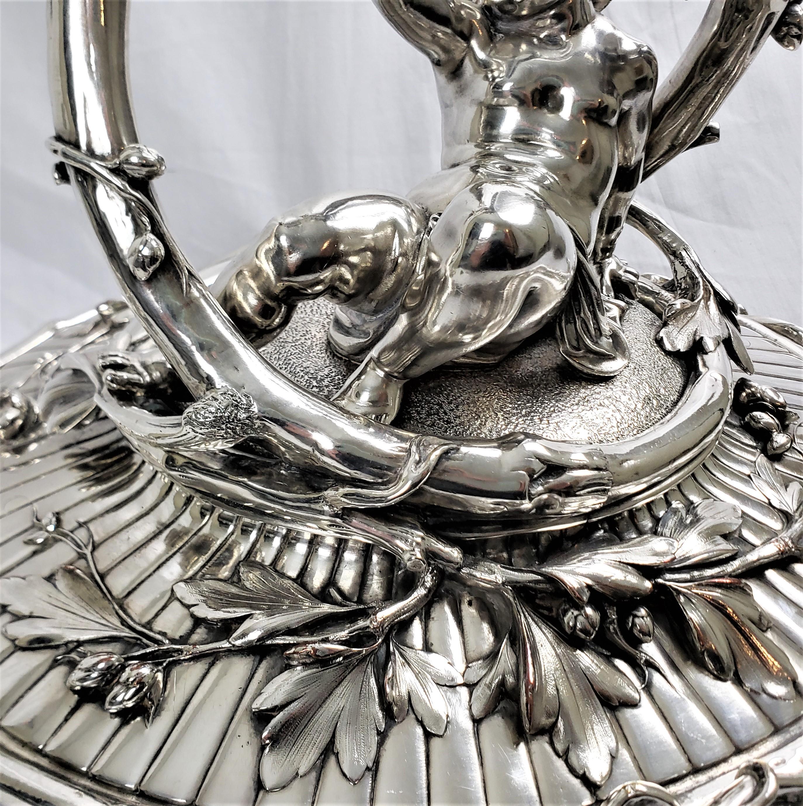 Huge Antique Christofle Silver Plated Centerpiece with a Figural Reclining Child For Sale 9