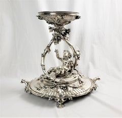 Huge Antique Christofle Silver Plated Centerpiece with a Figural Reclining Child