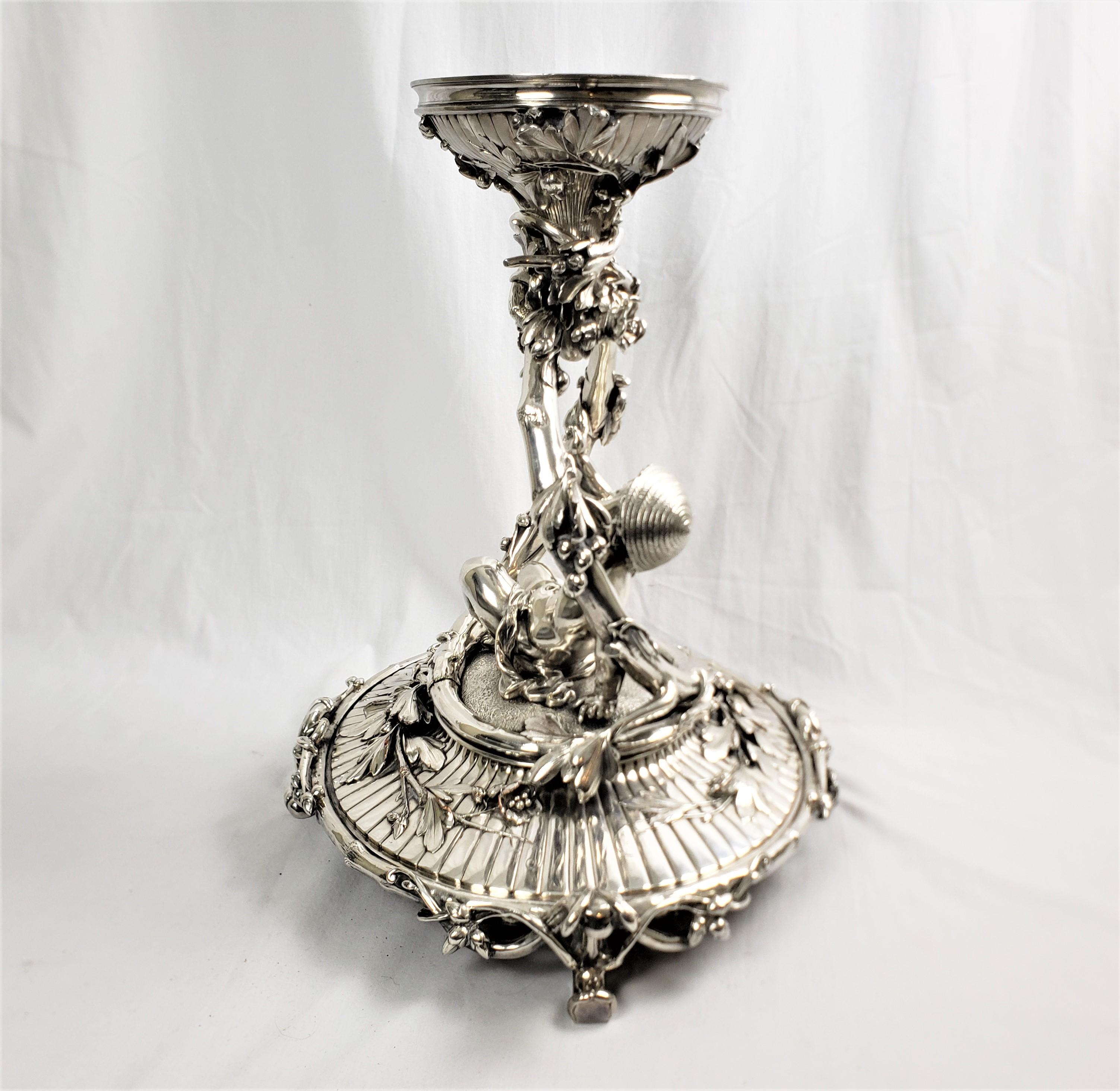 French Huge Antique Christofle Silver Plated Centerpiece with a Figural Reclining Child For Sale