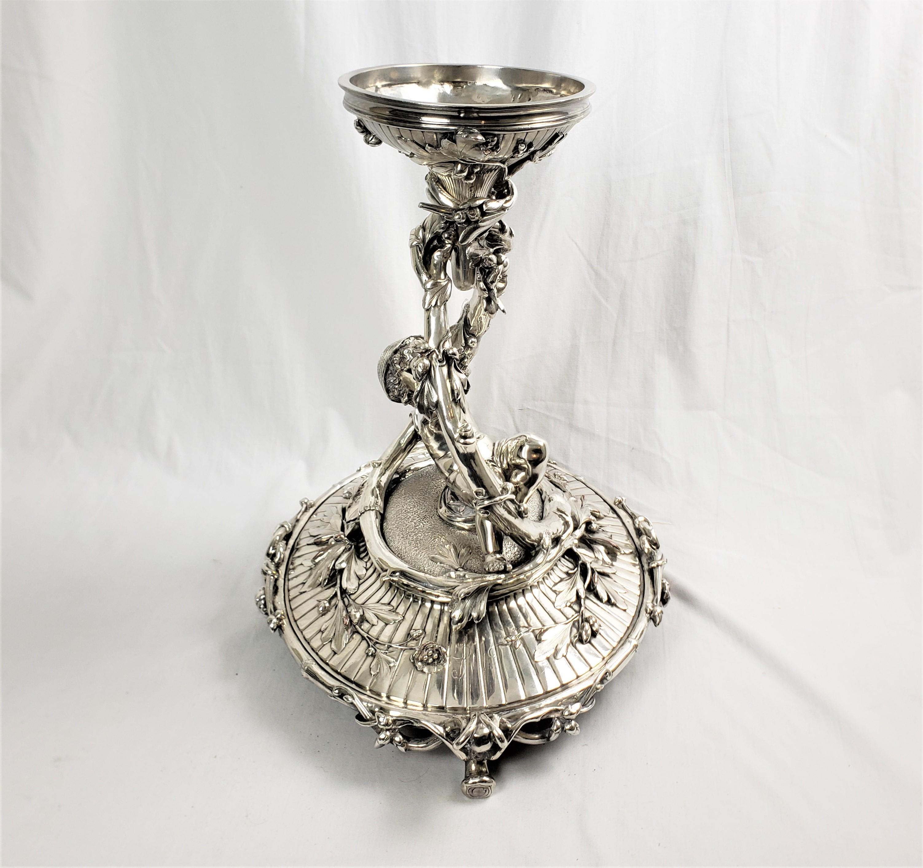 Huge Antique Christofle Silver Plated Centerpiece with a Figural Reclining Child In Good Condition For Sale In Hamilton, Ontario