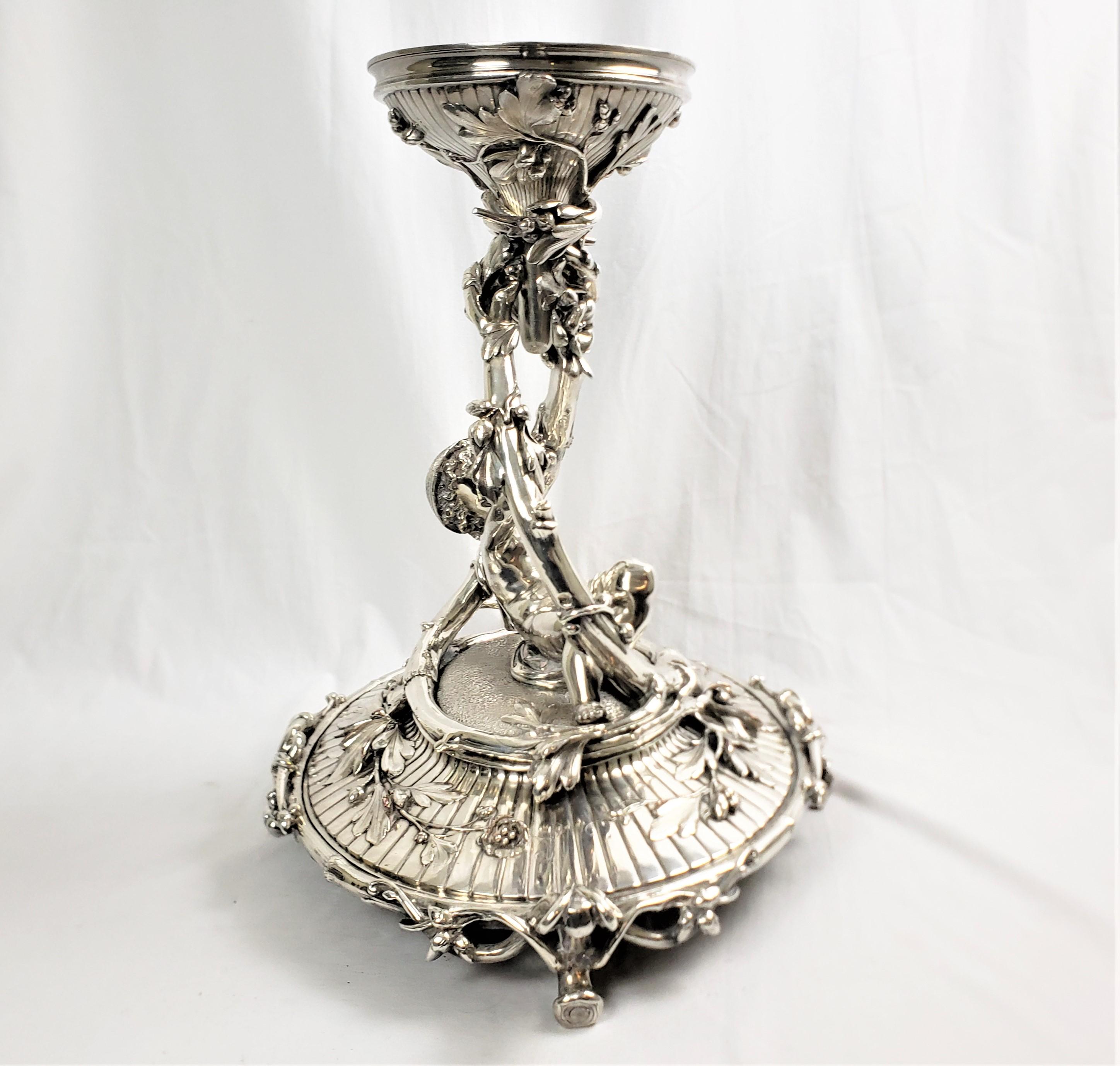 19th Century Huge Antique Christofle Silver Plated Centerpiece with a Figural Reclining Child For Sale