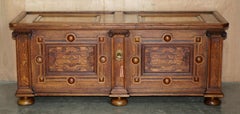HUGE ANTiQUE DUTCH MARQUETRY INLAID CIRCA 1700 STORAGE TRUNK WITH ORIGINAL KEY