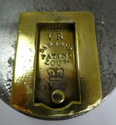 Huge Antique English Polished Steel and Brass Padlock, circa 1860