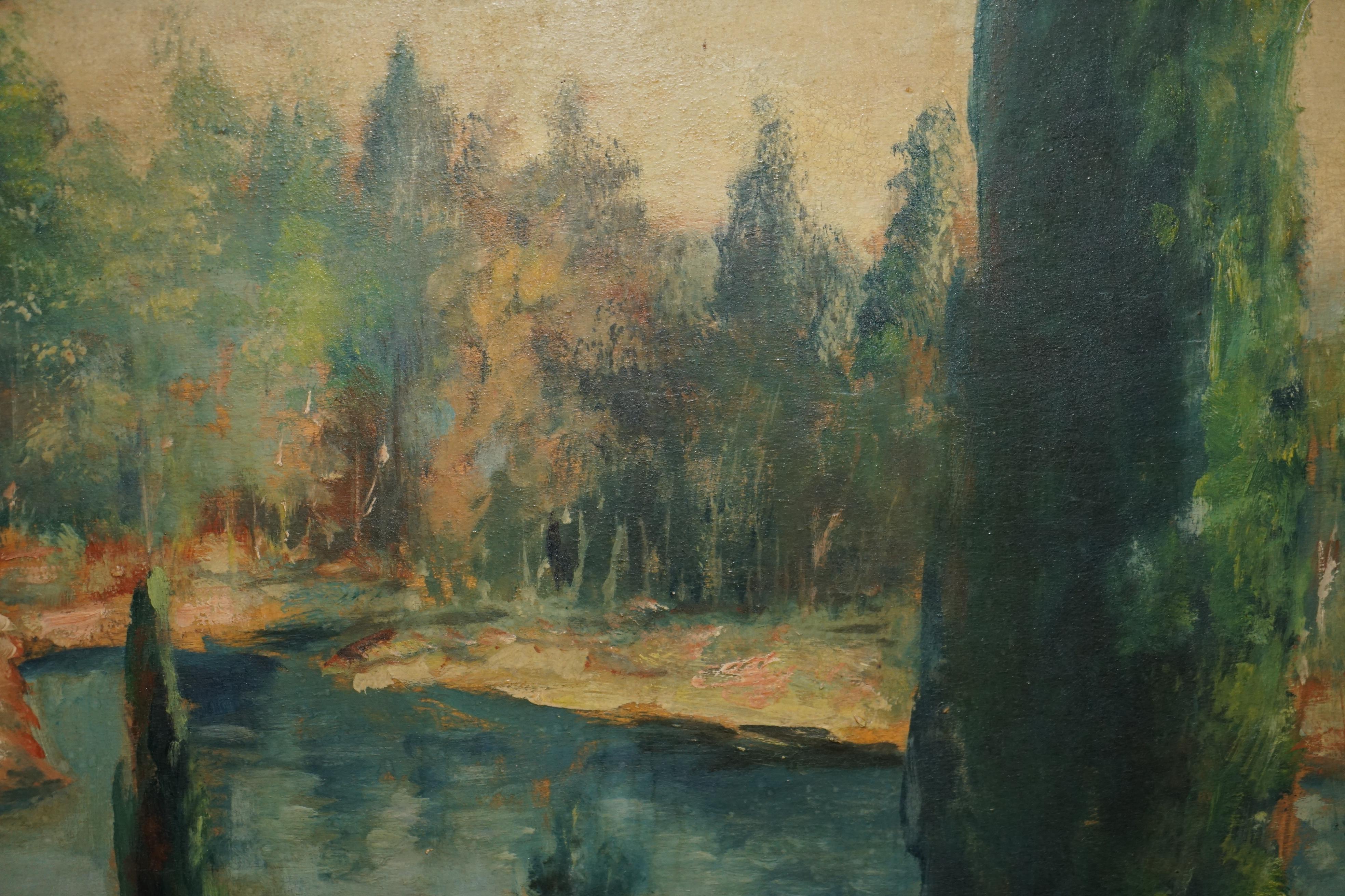 Huge Antique Flemish Oil Painting Signed a Apoeie circa 1880 Rural Sea Scene For Sale 3