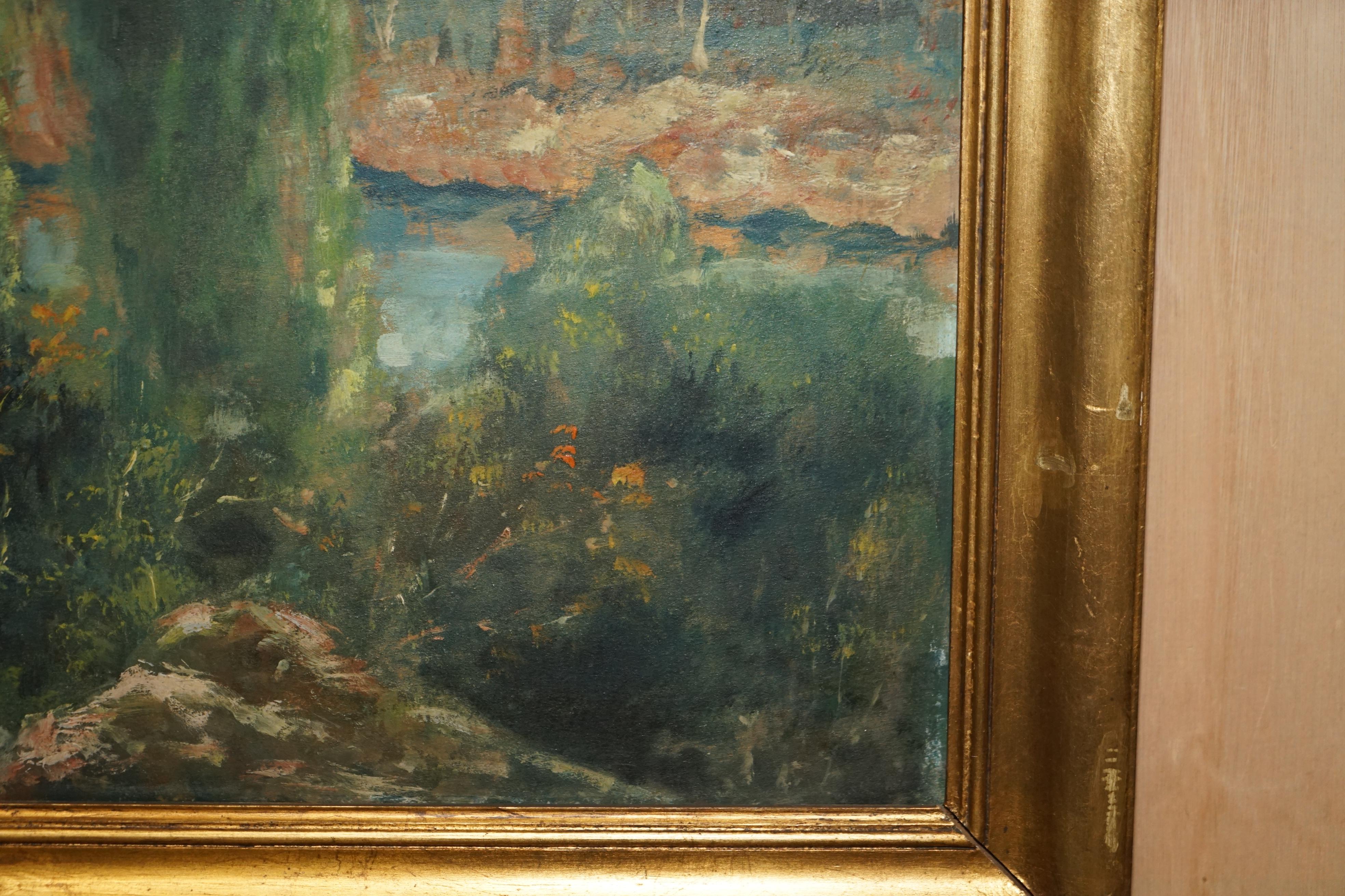 Huge Antique Flemish Oil Painting Signed a Apoeie circa 1880 Rural Sea Scene For Sale 11