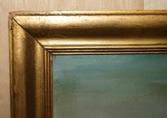 Huge Antique Flemish Oil Painting Signed a Apoeie circa 1880 Rural Sea Scene