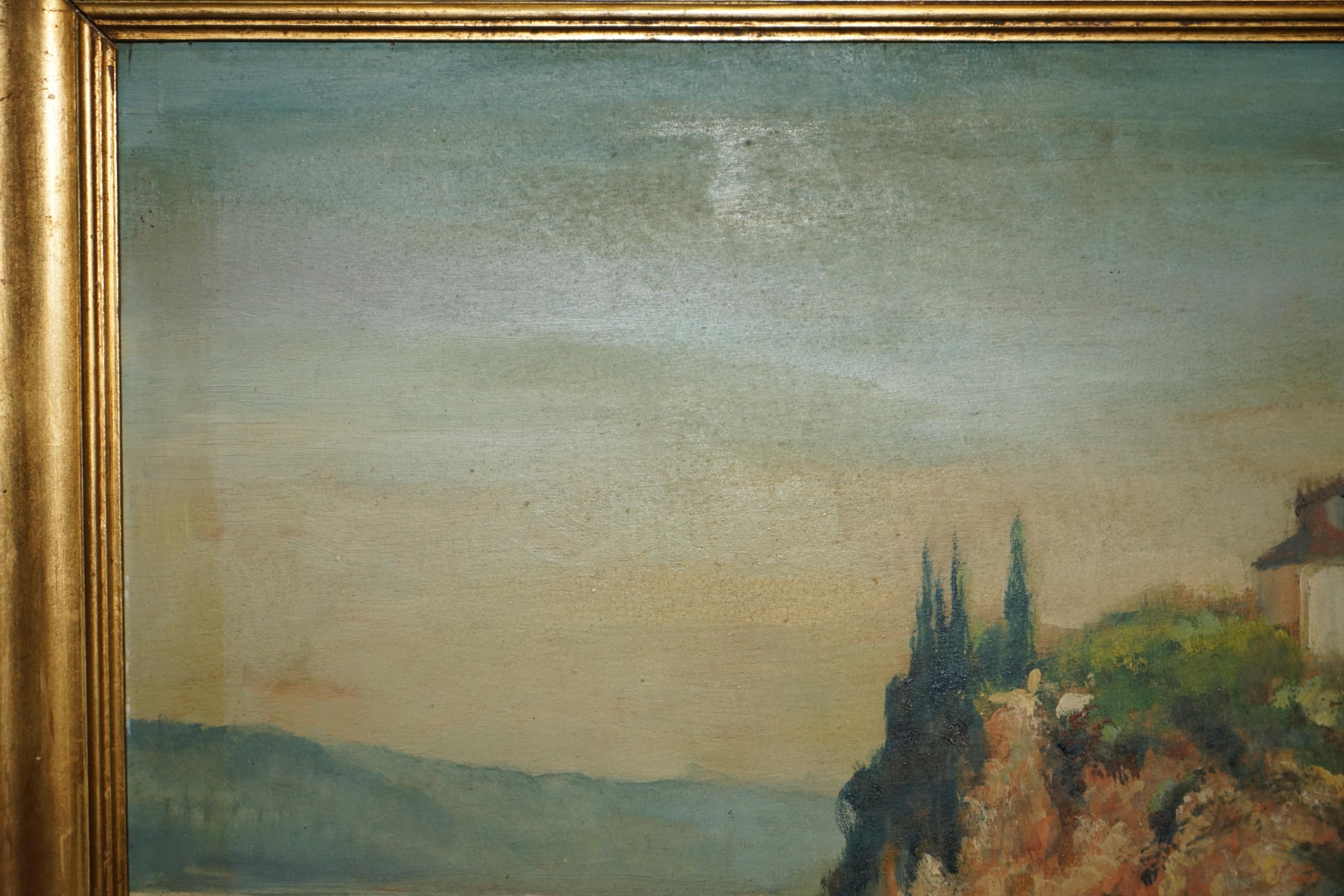 Huge Antique Flemish Oil Painting Signed a Apoeie circa 1880 Rural Sea Scene In Good Condition For Sale In West Sussex, Pulborough
