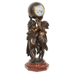 Huge Antique French Clock, Cherubs Carrying Time by Carrier