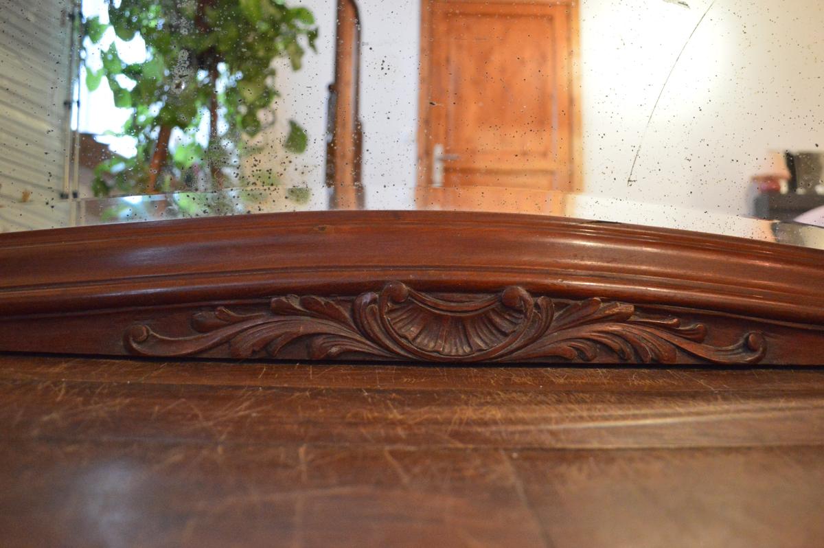 Huge Antique French Fireplace Overmantel Mirror in Mahogany, 1900s In Good Condition In L'Etang, FR