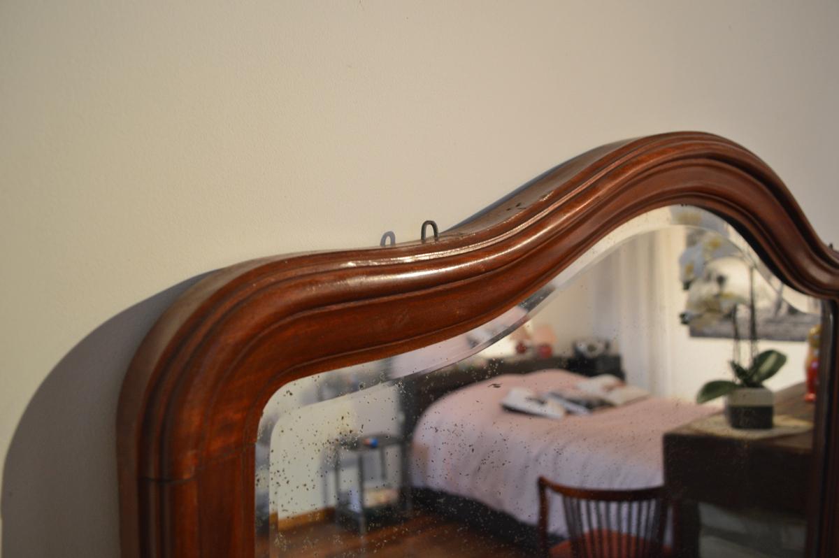Huge Antique French Fireplace Overmantel Mirror in Mahogany, 1900s 1