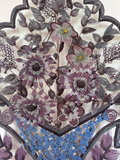 Huge Antique French Immortelle Beadwork Floral Funeral Memento Mori