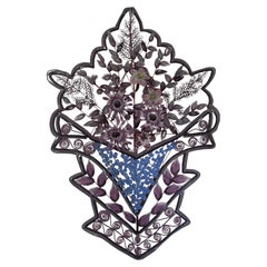 Huge Antique French Immortelle Beadwork Floral Funeral Memento Mori