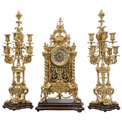 Énorme ensemble d'horloges baroques françaises en bronze doré