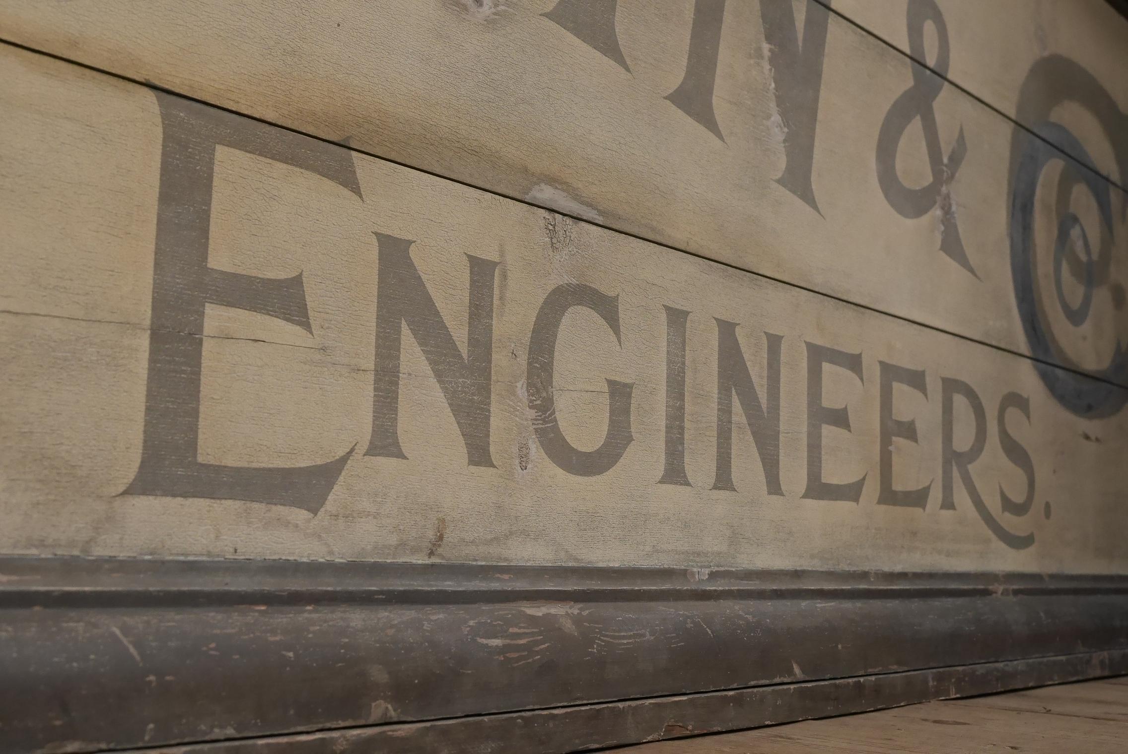 Rustic Huge Antique Garage Trade Sign, Chas Baldwin Automobile Engineer For Sale