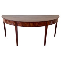 Huge Antique George III Mahogany Demilune Entryway Console Table