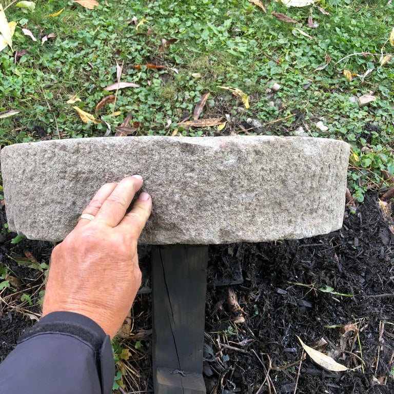 Antique Thick Hand-Carved Garden Mill Stone, 19th Century For Sale 5