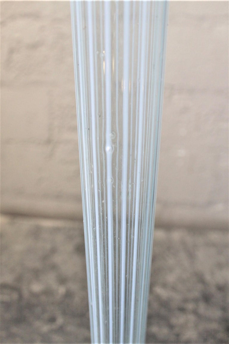 Huge Antique HandCrafted Blue Opalescent Swirled Floor Standing Trumpet Vase For Sale at