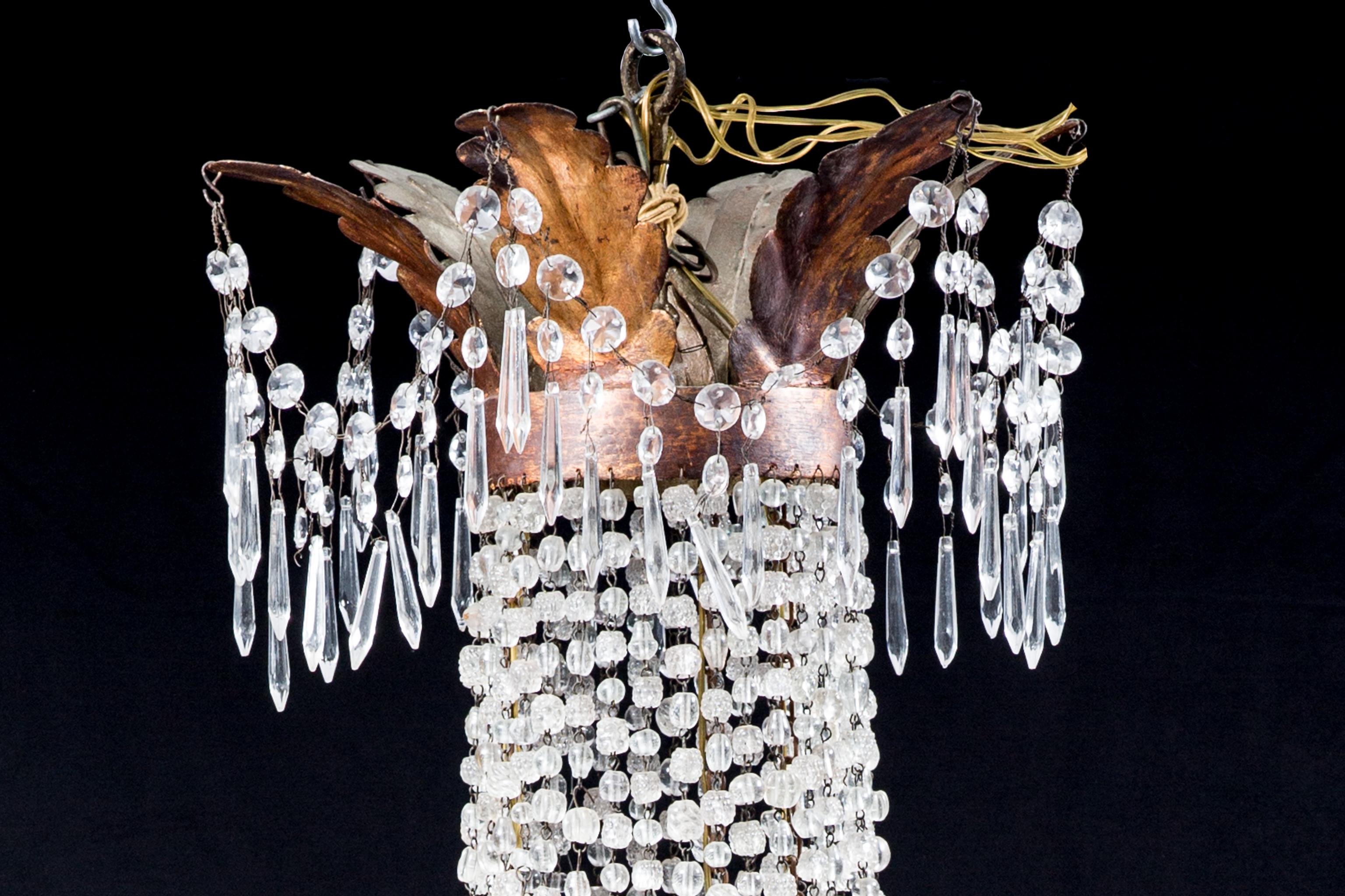 Huge Antique Iron Baroque Style Chandelier with Crystals, Italy, 1910 3
