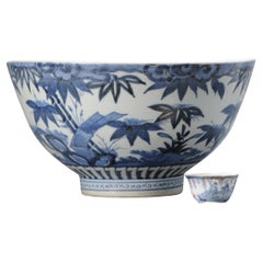 Huge Antique Japanese Arita Porcelain Bowl 1680-1700 Japan Majestic