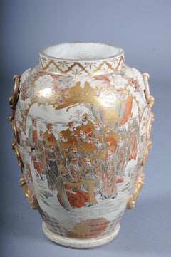 Enorme vaso giapponese antico Satsuma del periodo Meiji, XIX secolo