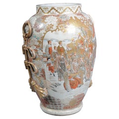 Enorme vaso giapponese antico Satsuma del periodo Meiji, XIX secolo