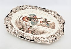 Huge Antique Johnson Brothers Windsor Ware "Wild Turkeys" Ceramic Platter