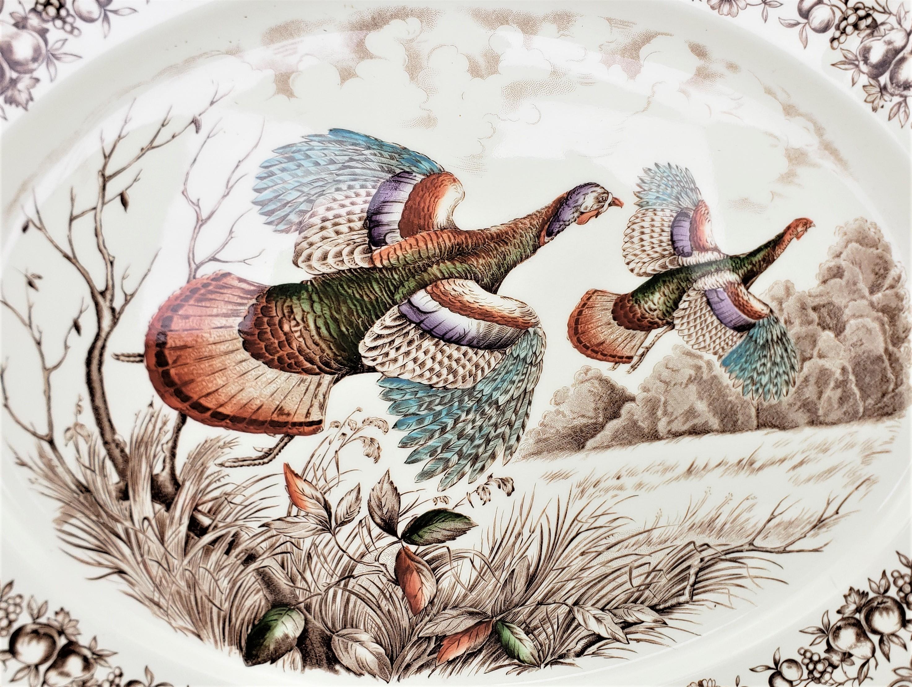 Anglais Grand plateau ancien en céramique « Wild Turkeys » des frères Johnson de Windsor en vente