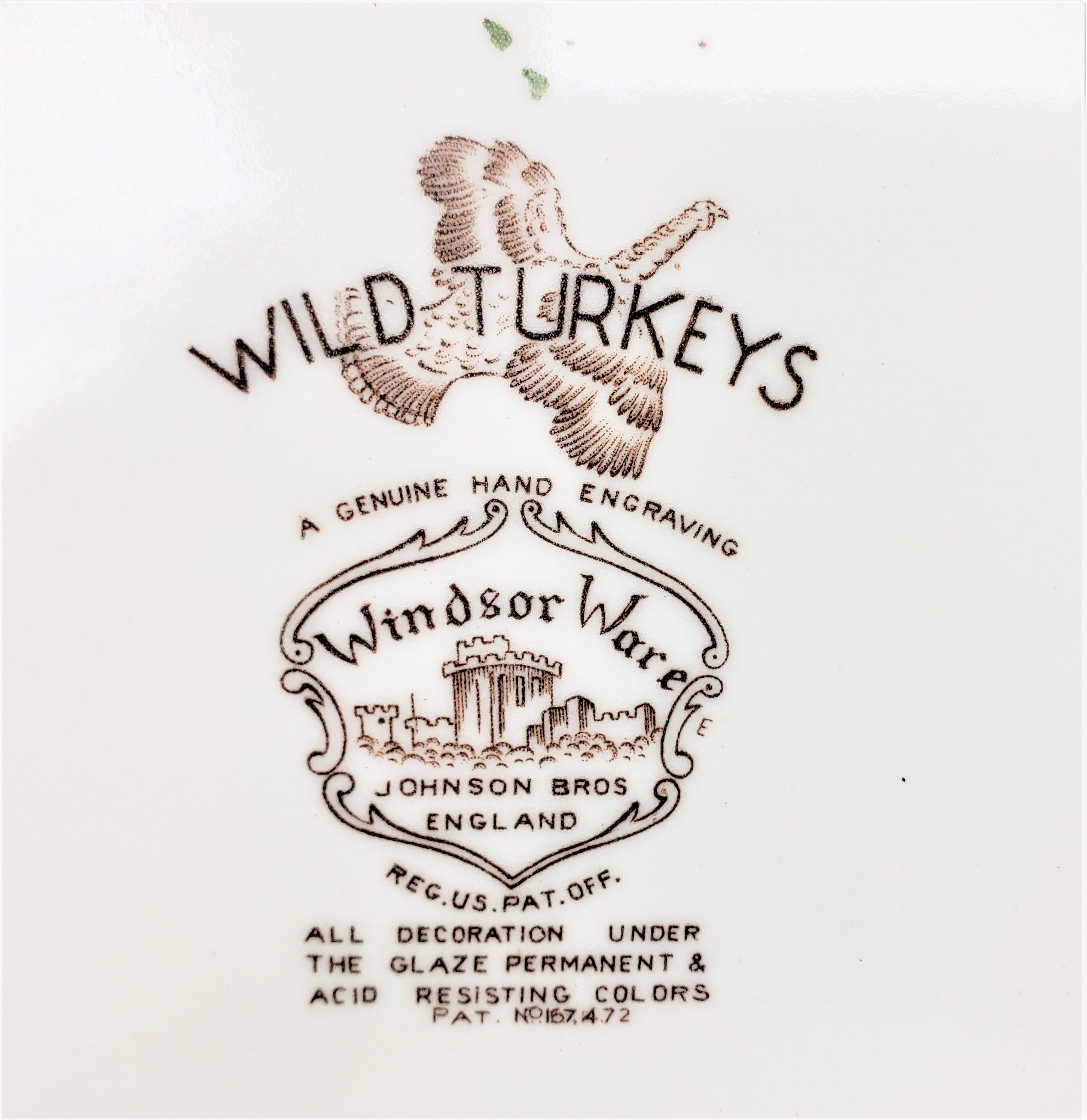 Grand plateau ancien en céramique « Wild Turkeys » des frères Johnson de Windsor en vente 1
