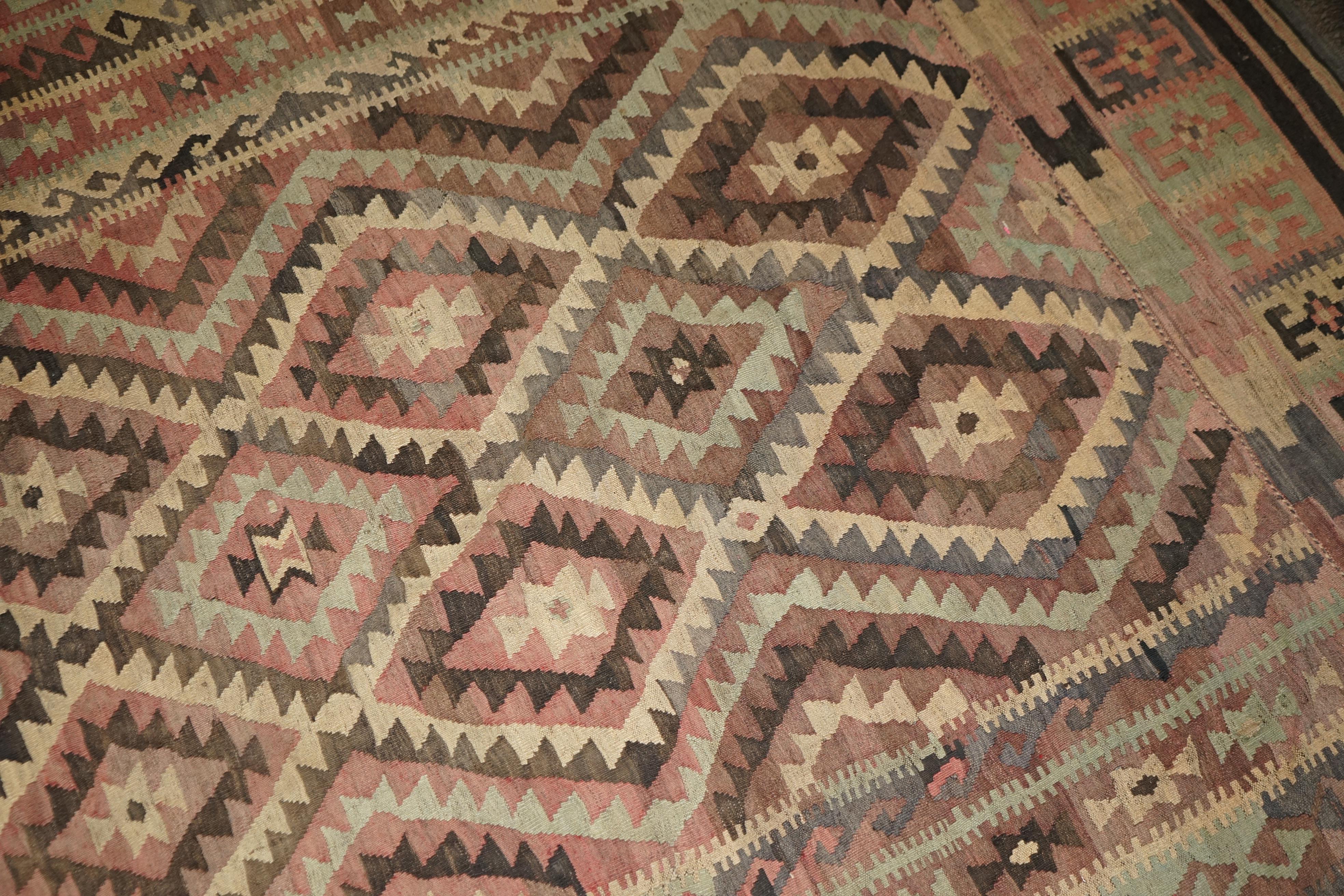 HUGE ANTIQUE LIBERTY'S LONDON AZTEC KILIM RUG CARPET 380 X 250 CM WiTH RECEIPT For Sale 5