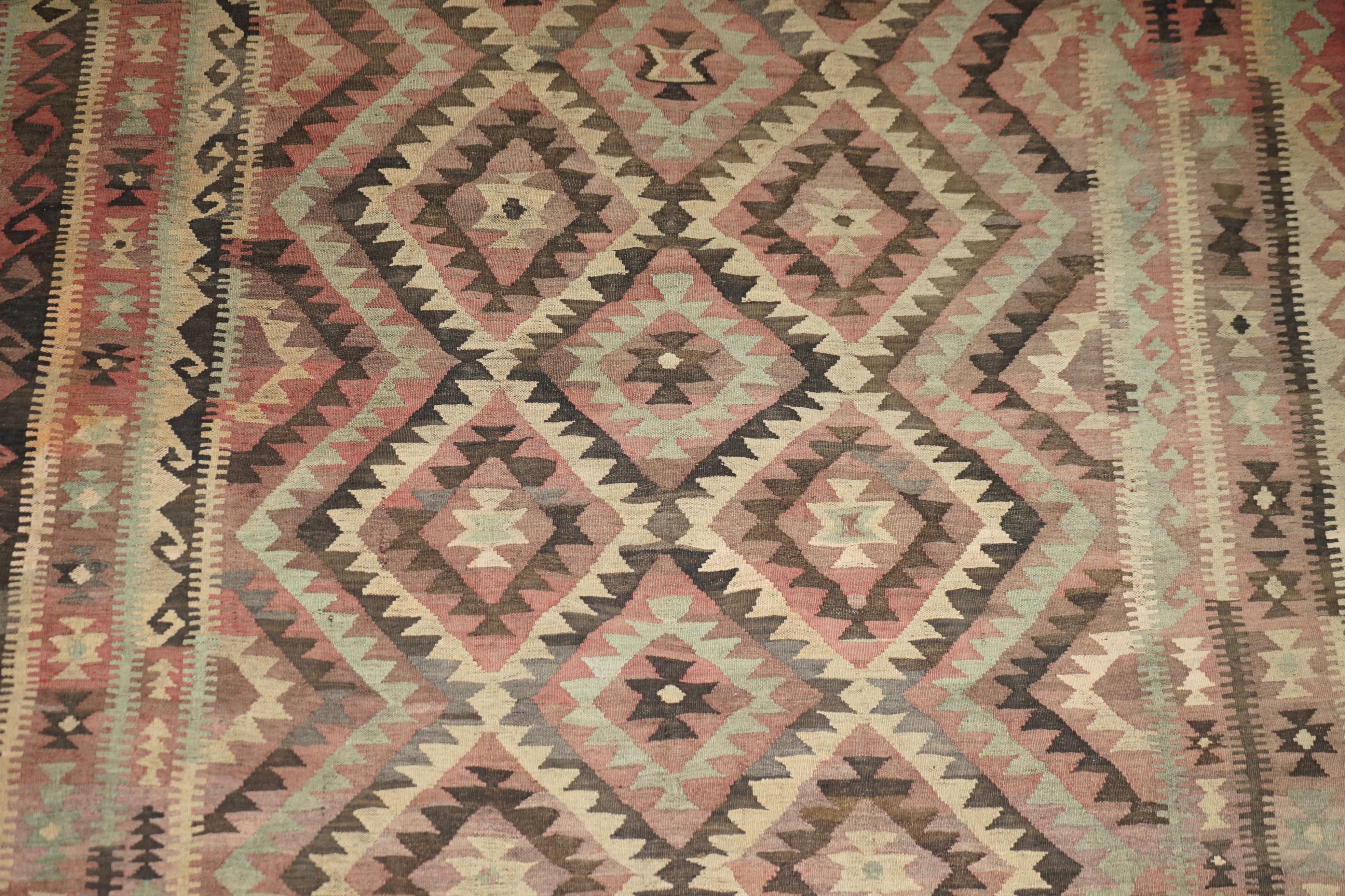 Late 20th Century HUGE ANTIQUE LIBERTY'S LONDON AZTEC KILIM RUG CARPET 380 X 250 CM WiTH RECEIPT For Sale