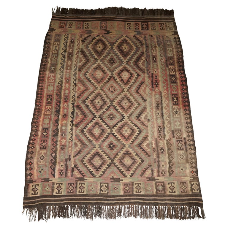 HUGE ANTIQUE LIBERTY'S LONDON AZTEC KILIM RUG CARPET 380 X 250 CM WiTH ...