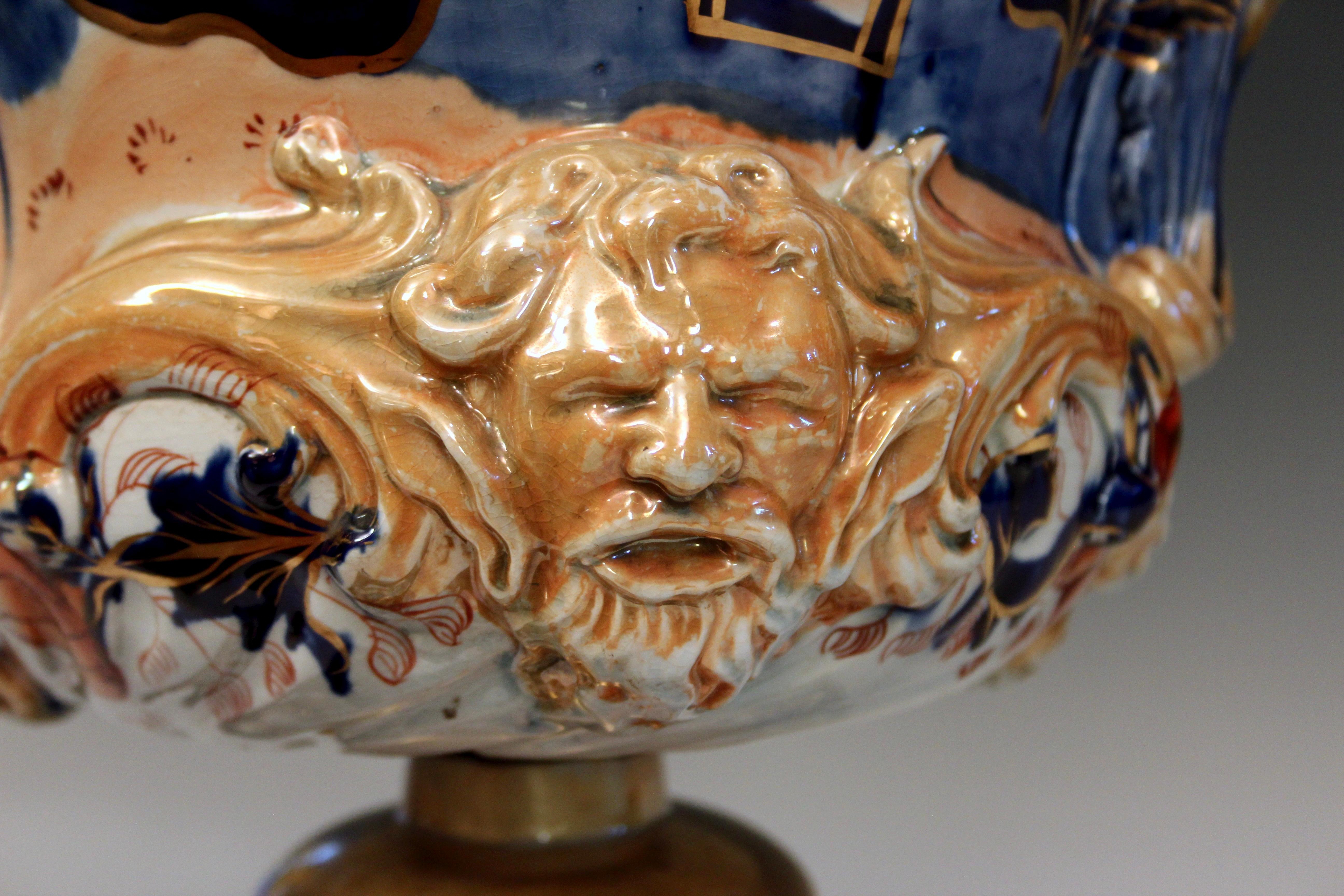 Huge Antique Mason's English Ironstone Imari Japan Ewer Pitcher Urn Early For Sale 6