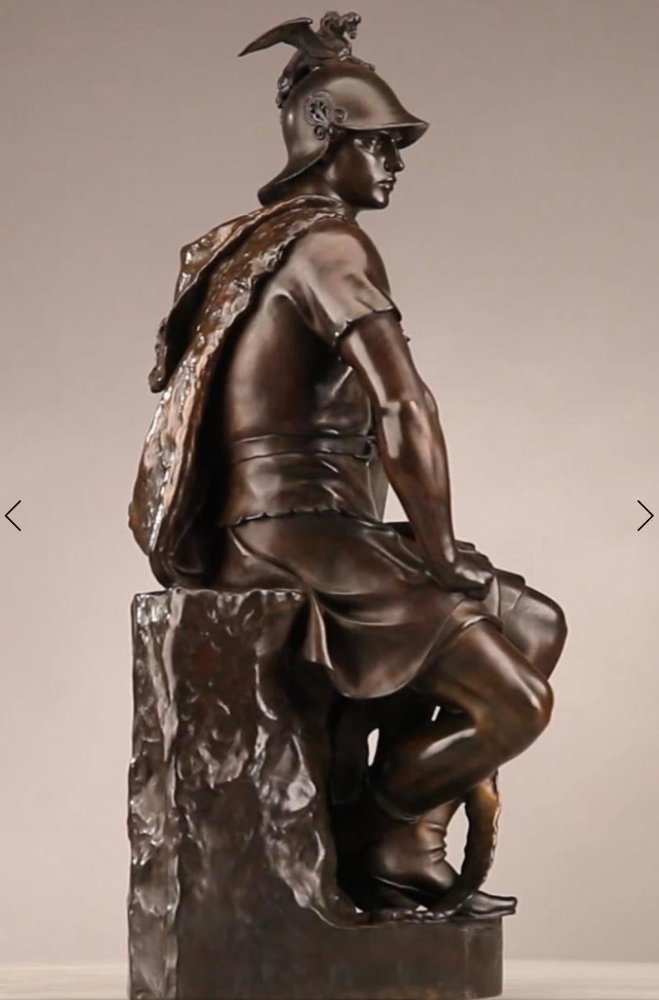 Huge Antique P. Dubois. F. Barbedienne Bronze Soldier Sculpture.