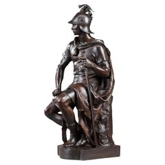 Huge Antique P. Dubois. F. Barbedienne Bronze Soldier Sculpture
