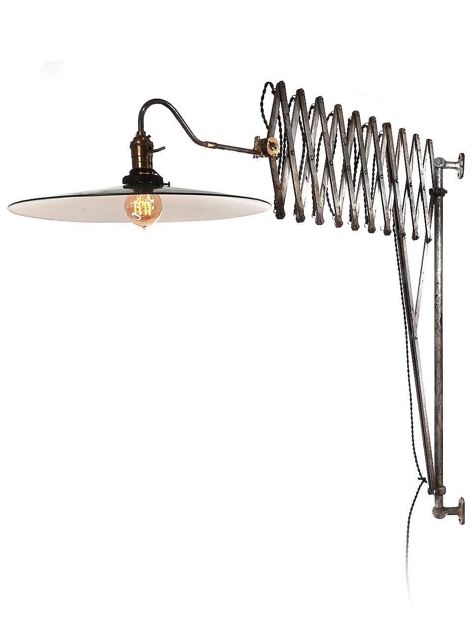 Industrial Huge Antique Scissor Wall Lamp - 7 Foot Long For Sale