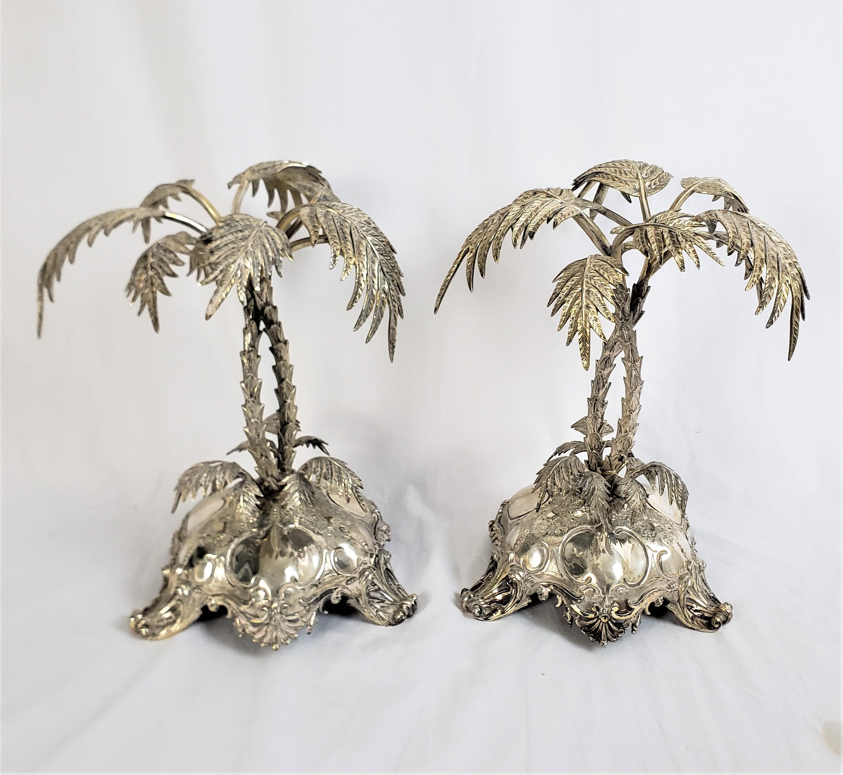 Huge Antique Silver Plated Anglo-Indian Styled Figural Palm Tree Centerpiece Set For Sale 9