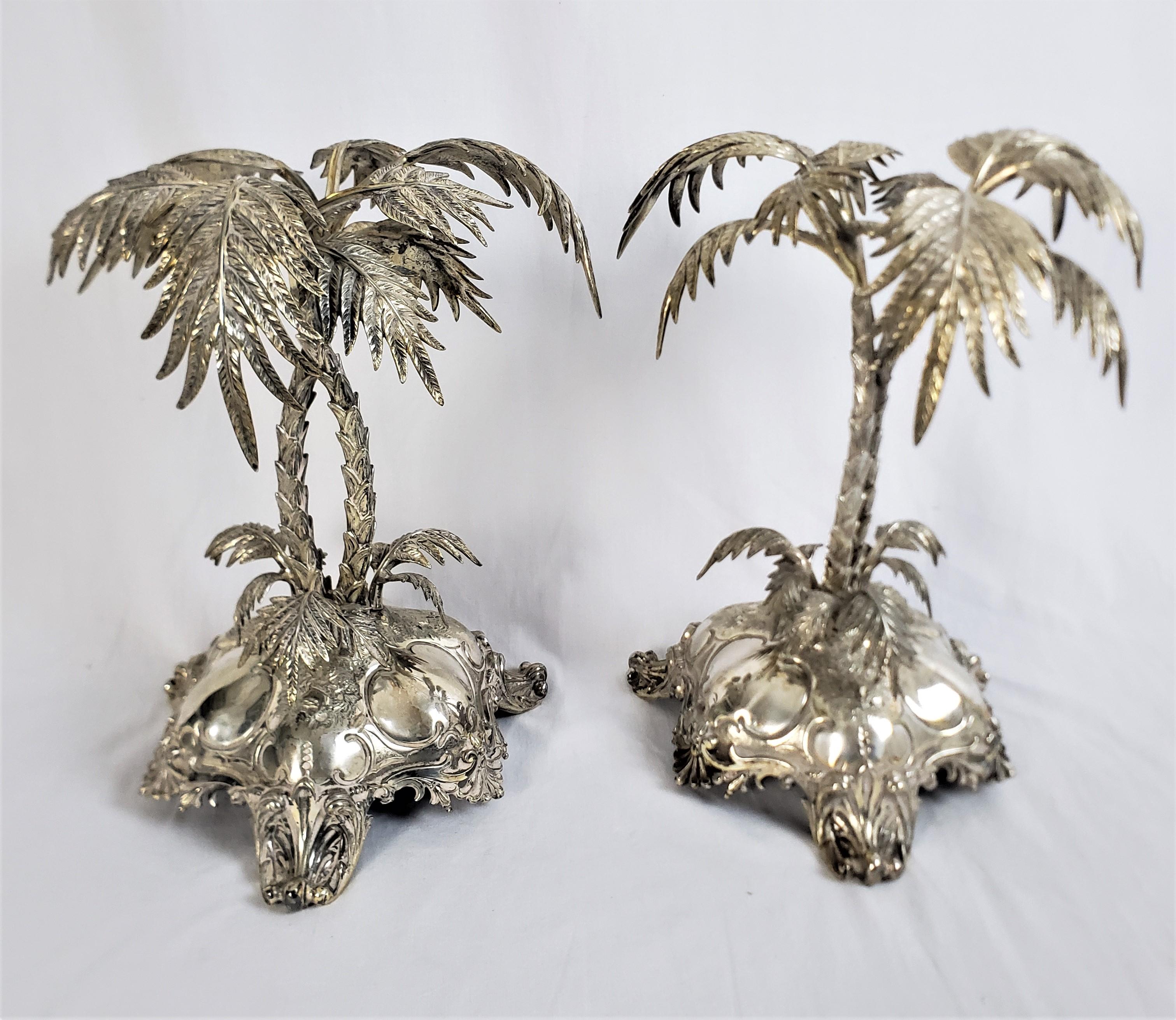 Huge Antique Silver Plated Anglo-Indian Styled Figural Palm Tree Centerpiece Set For Sale 10
