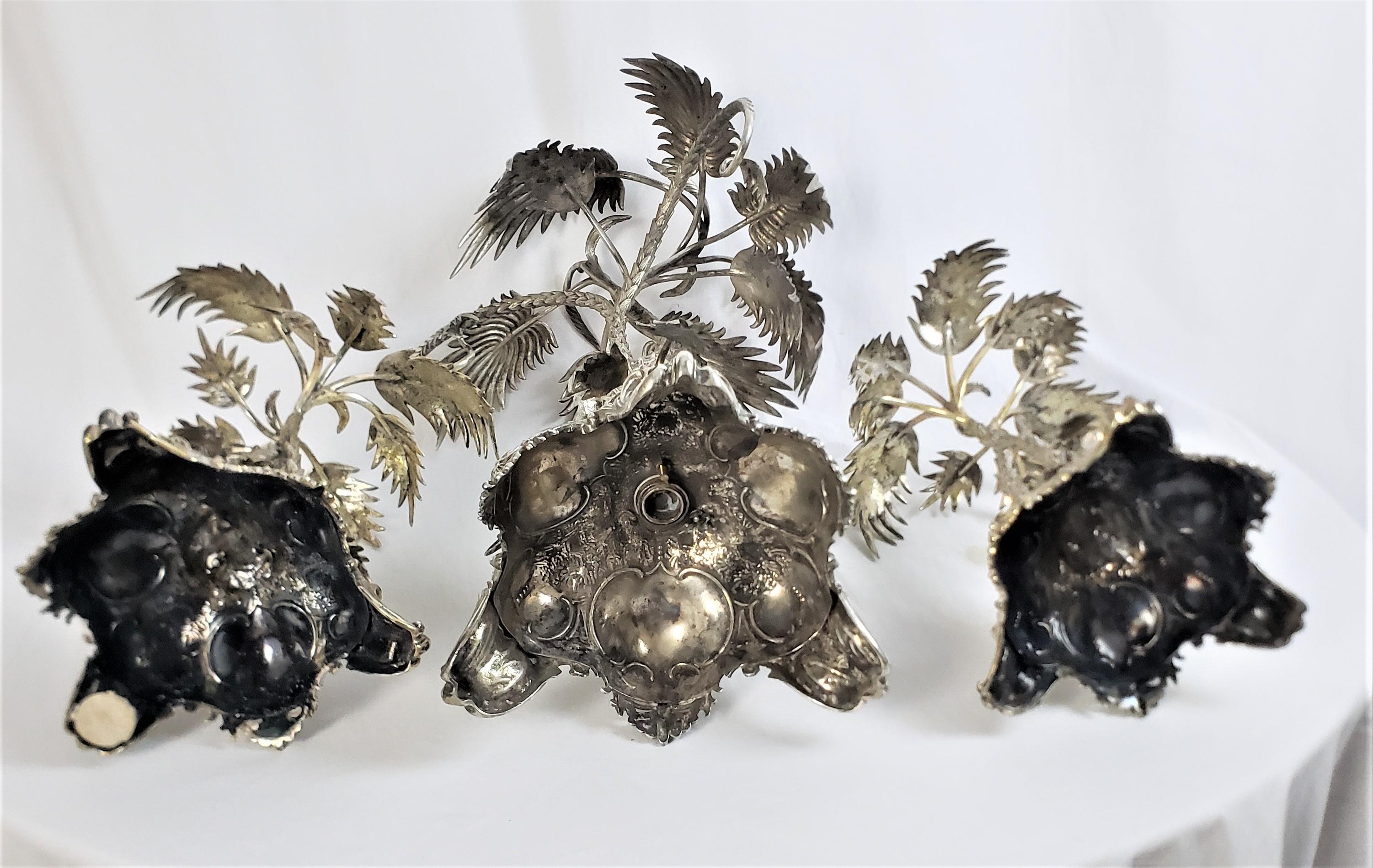 Huge Antique Silver Plated Anglo-Indian Styled Figural Palm Tree Centerpiece Set For Sale 13
