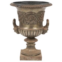 Huge Antique Silvered Metal Campaigns Urn Planter - Barbara Lockhart Estate