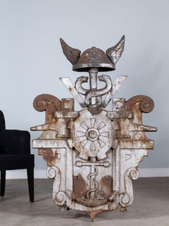 Huge Antique Solid Iron Antwerp City Emblem Architectural Salvage, circa 1890