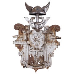 Huge Antique Solid Iron Antwerp City Emblem Architectural Salvage, circa 1890