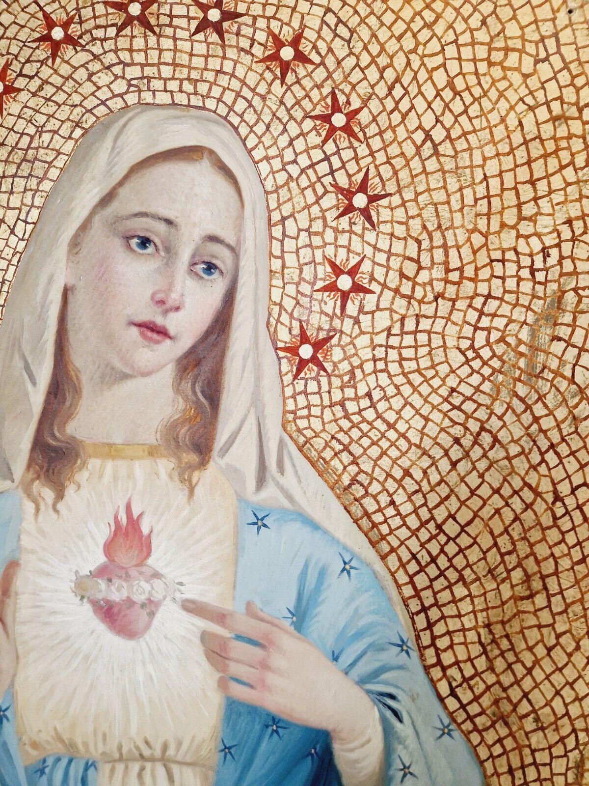 XIXe siècle Énorme triptyque antique de peintures à l'huile religieuses en vente