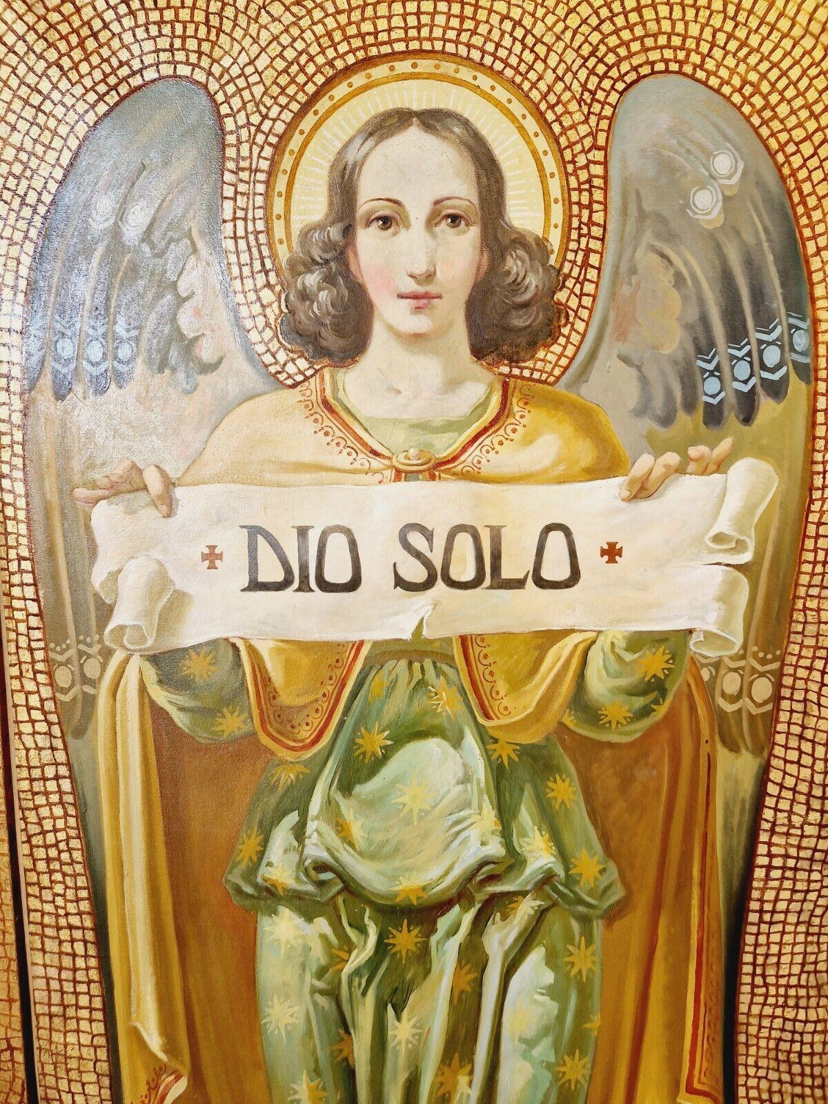 Énorme triptyque antique de peintures à l'huile religieuses en vente 1
