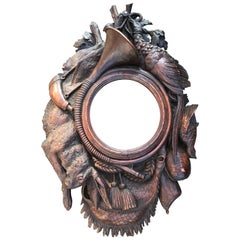 Riesige antike viktorianische Ära Black Forest Wanduhr oder Spiegelrahmen mit Hase