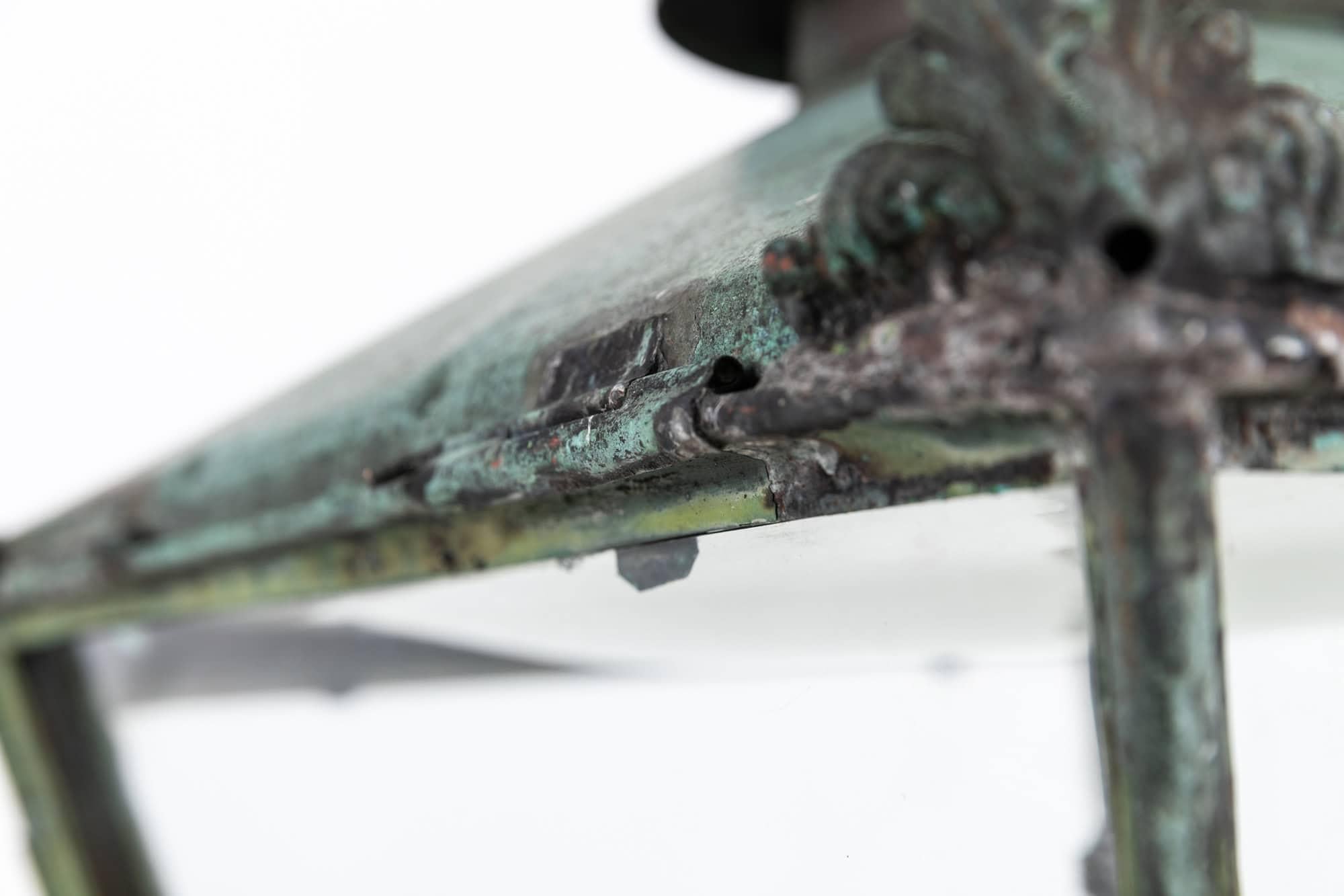 Enorme farol antiguo victoriano de finales del siglo XIX de cobre verdigris. C.1880 Cobre