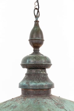 Huge Antique Victorian Late 19th Century Copper Verdigris Lantern Light. C.1890
