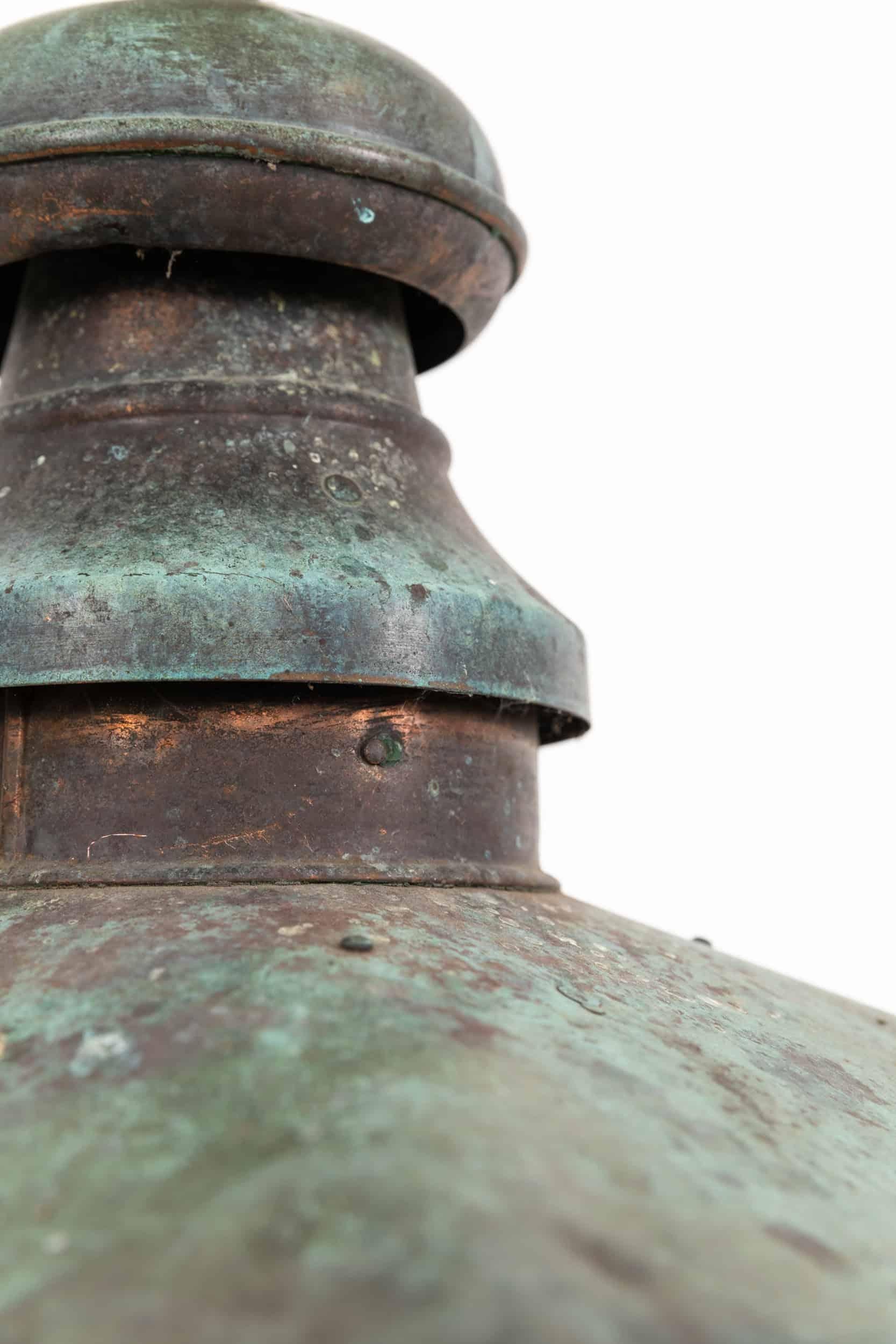 English Huge Antique Victorian Late 19th Century Copper Verdigris Lantern Light. C.1890 For Sale