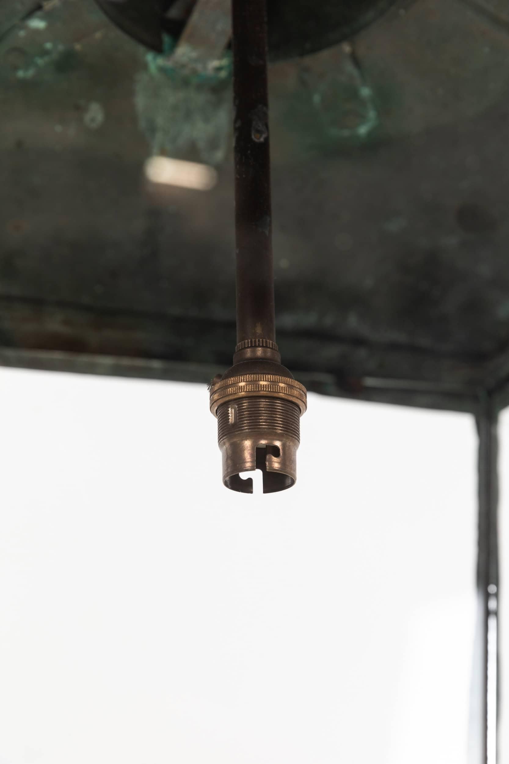 Huge Antique Victorian Late 19th Century Copper Verdigris Lantern Light. C.1890 In Fair Condition For Sale In London, GB